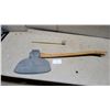 Image 6 : Vintage Broad Axe / Hewing Axe with Asymmetrical Grey Head and Wooden Handle