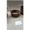 Image 3 : Antique Cast Iron Cooking Vessels, Two Cauldrons with Bail Handles and Shallow Pot