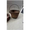Image 4 : Antique Cast Iron Cooking Vessels, Two Cauldrons with Bail Handles and Shallow Pot