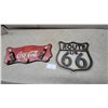 Image 1 : Coca-Cola Drink Sign Hanger and US Route 66 Sign, Both Wooden