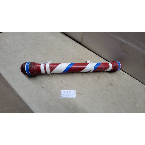 Traditional Barber Pole with Spiraling Red, White, and Blue Stripes and Rounded Ends home made