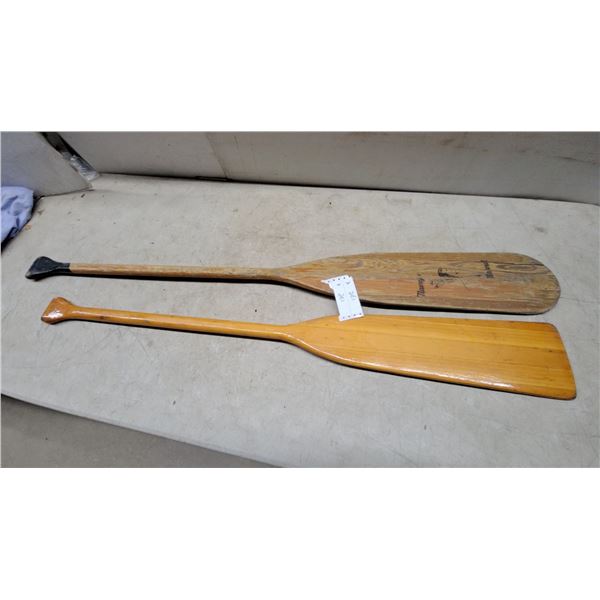 Two Vintage Wooden Canoe Paddles Including Navajo Brand