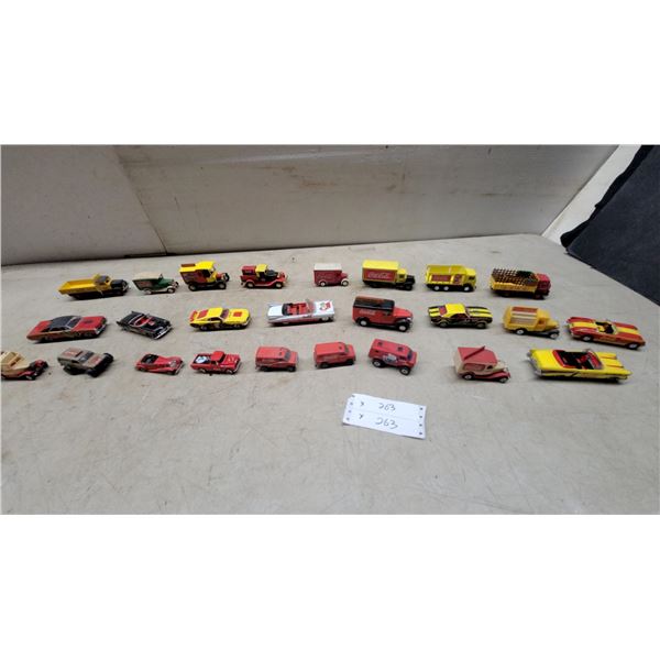 Collection of 25 Coca-Cola Diecast Vehicles: Trucks, Vans, and Bel Airs