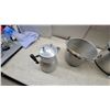 Image 3 : Vintage Aluminum Kitchenware: Coffee Percolator, Utility Pails with Bail Handles