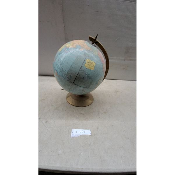 Cram's Imperial 12" World Globe with Brass-Toned Stand and Meridian