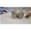 Image 5 : Vintage Metal Kitchen Canister Set with Red Floral Pattern, Nesting Canisters and Spice Jars