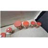 Image 6 : Vintage Metal Kitchen Canister Set with Red Floral Pattern, Nesting Canisters and Spice Jars