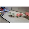 Image 7 : Vintage Metal Kitchen Canister Set with Red Floral Pattern, Nesting Canisters and Spice Jars