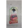 Image 4 : Coca-Cola "Drink Here" Shield Sign, Bottle Opener, and Framed Advertisement Print
