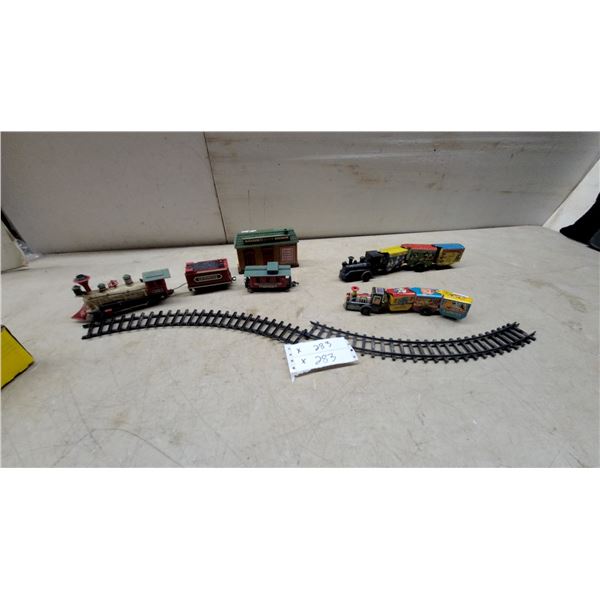 Dickensville O Gauge Electric Train Set and Vintage Marx Tinplate Animal Express and Mickey Mouse
