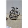 Image 2 : Vintage Mid-Century Pot Metal Galleon Sailing Ship Figural Table Lamp with Fabric Cord