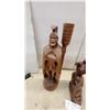 Image 2 : Hand-Carved Wooden Warrior Figure, 20”, and Female Torso with Lizard Sculpture