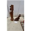 Image 4 : Hand-Carved Wooden Warrior Figure, 20”, and Female Torso with Lizard Sculpture
