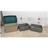 Image 1 : Two WDDC Property Gray Totes and One Tan Tote with Green Lid