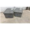 Image 3 : Two WDDC Property Gray Totes and One Tan Tote with Green Lid