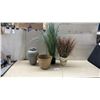 Image 1 : 2 Faux Grass in Pots, 2 Vases, Tallest Plant 43”