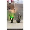 Image 1 : Decorative Table Lamp with Green Glass Shade and Dried Grasses, Approximately 36” Tall and Small
