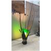 Image 2 : Decorative Table Lamp with Green Glass Shade and Dried Grasses, Approximately 36” Tall and Small