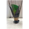 Image 4 : Decorative Table Lamp with Green Glass Shade and Dried Grasses, Approximately 36” Tall and Small