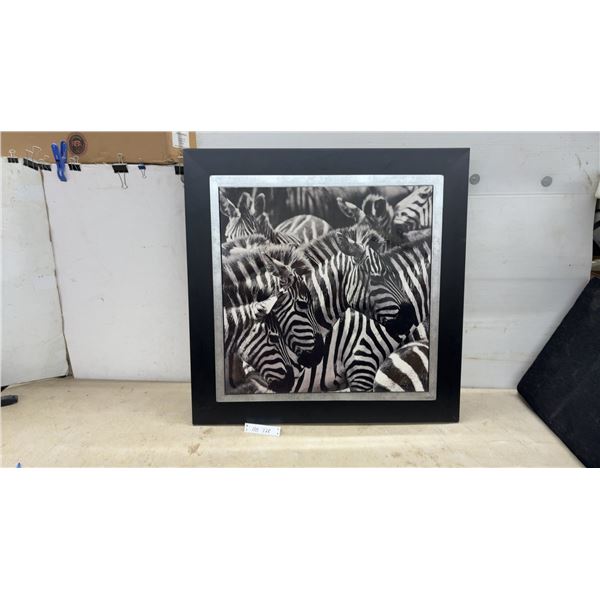 Framed Black and White Zebra Print Wall Art, 32 × 32”