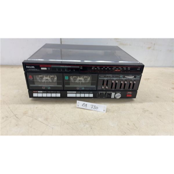 Philips Integrated Compact Stereo System with Turntable, Dual Cassette Deck, and Equalizer