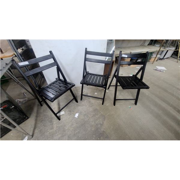 3 Black Folding Chairs