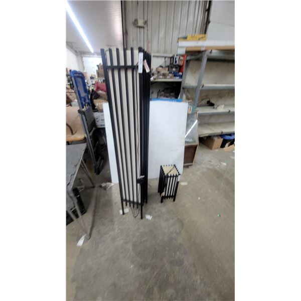 Modern Black Slatted Floor Lamp and Table Lamp Set with White Fabric Diffusers
