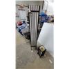Image 4 : Modern Black Slatted Floor Lamp and Table Lamp Set with White Fabric Diffusers