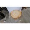 Image 2 : Rustic Handcrafted Two-Tiered Live Edge Wood Log Slice End Table with Branch Legs 18”hgt.