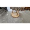Image 3 : Rustic Handcrafted Two-Tiered Live Edge Wood Log Slice End Table with Branch Legs 18”hgt.