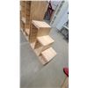 Image 3 : 3 Modular Wooden Display Shelving Units with Slatted Shelves and Stepped Sections