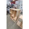 Image 4 : 3 Modular Wooden Display Shelving Units with Slatted Shelves and Stepped Sections