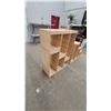 Image 5 : 3 Modular Wooden Display Shelving Units with Slatted Shelves and Stepped Sections
