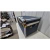 Image 2 : Vintage Navy Blue Storage Trunk with Brass Hardware and Gray Trim 20”×20”×36”