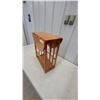 Image 2 : Wooden Drop-Leaf End Table with Slatted Magazine Shelf, Medium-Brown Finish 22”×19”×9”