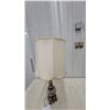 Image 3 : Ornate Vintage Table Lamp with Cherub Figures, Brass Scrollwork, and Scalloped Fabric Shade