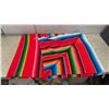 Image 3 : Two Serape Blankets: Red and Blue Striped, Each with Fringe