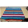 Image 4 : Two Serape Blankets: Red and Blue Striped, Each with Fringe