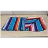 Image 5 : Two Serape Blankets: Red and Blue Striped, Each with Fringe