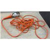 Image 5 : Two Work Lights: Yellow and Orange, Each with Bulb, Metal Cage, and Extension Cord