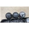 Image 2 : Bocce Ball Set: (4) Black and (4) Chrome Bocce Balls, Pallino, and Carrying Case