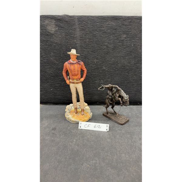 The John Wayne Family Presents The Duke Fine Hand-Painted Porcelain Figurine, 11” Tall and Bronze