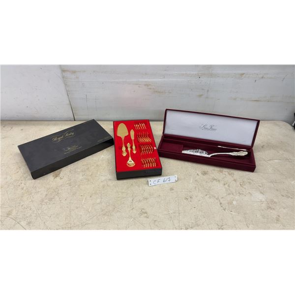 Royal Sealy Gold Plated 15-Piece Dessert Set and Silver Treasures by Godinger Cake Server Set