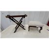 Image 1 : Folding Butler's Tray Table and Queen Anne Upholstered Footstool
