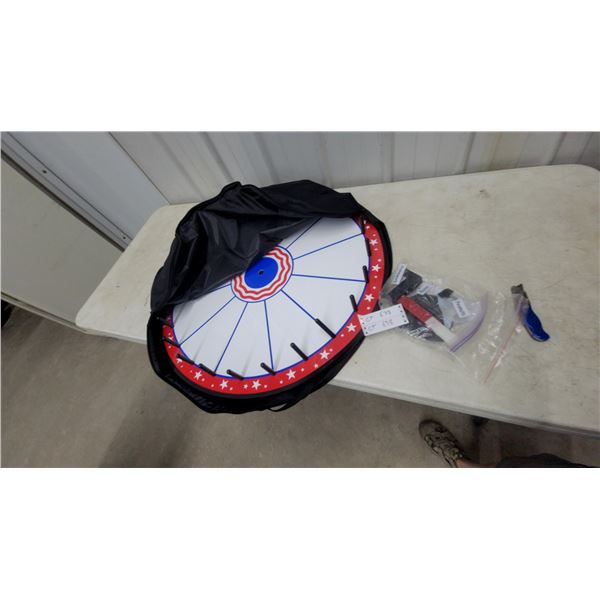 Patriotic Prize Spinning Wheel Game with Carrying Case and Customizable Insert Cards