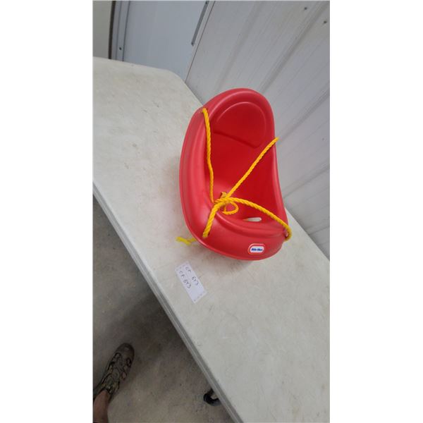 Little Tikes Snug 'n Secure Red Plastic High-Back Infant Toddler Swing with Yellow Rope