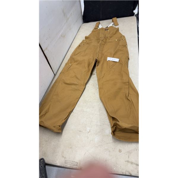 Dickies Brown Canvas Bib Overalls, Size 38 × 30
