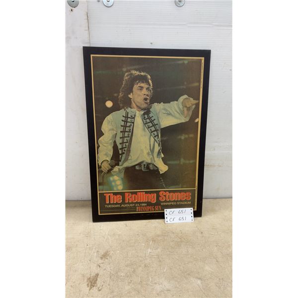 The Rolling Stones Winnipeg Stadium Concert Poster mounted on hardboard, August 23, 1994,” 24 × 16”