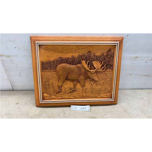 Kim Murray Carved Wood Moose Wall Art, 16 × 19”