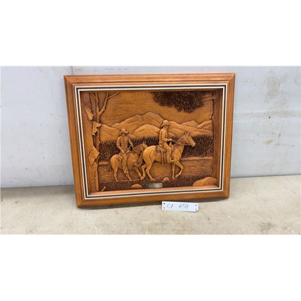Kim Murray "High Country" Wood Carving in Frame, 16 × 19”